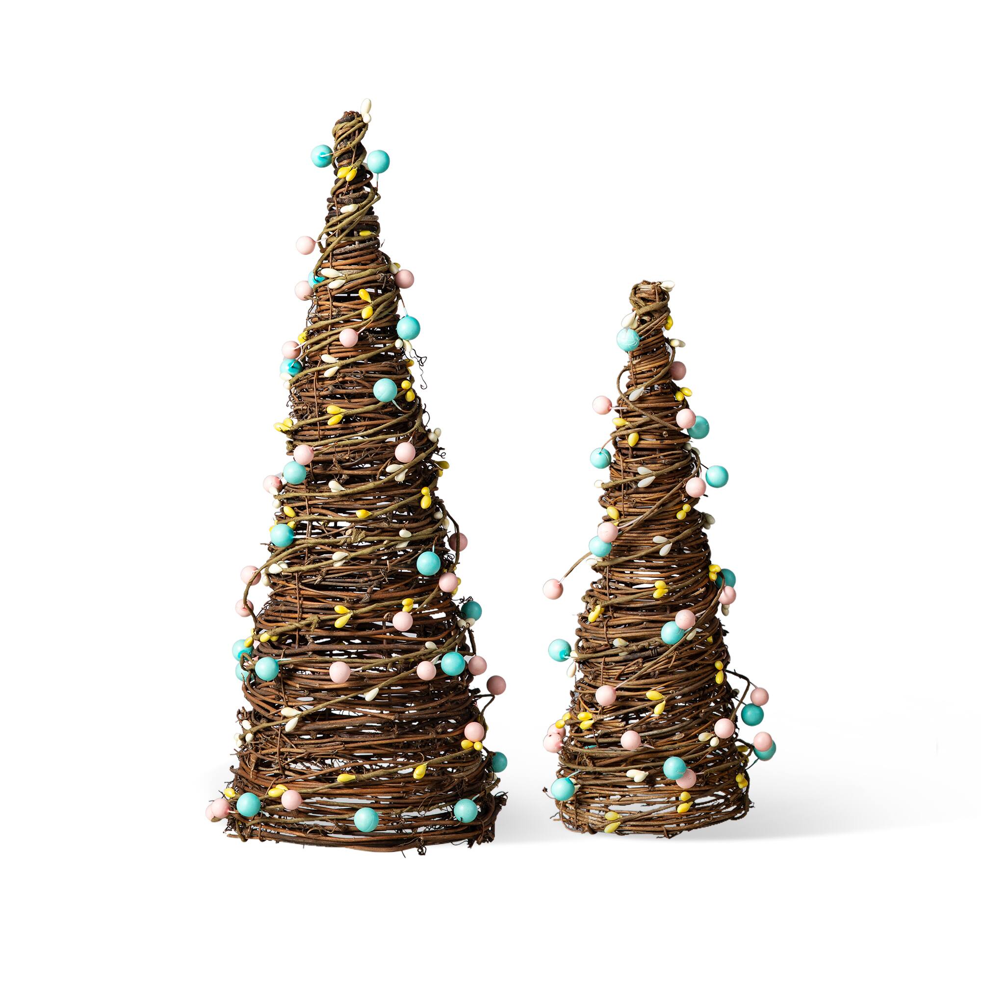 Glitzhome® Easter Rattan & Berries Table Tree Set